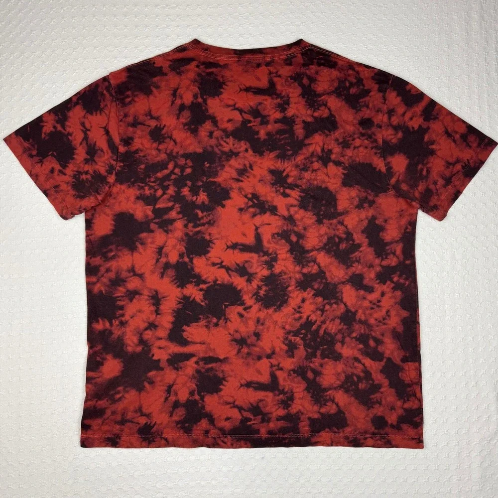 True Religion Tie Dye‎ Arc Logo T-Shirt Streetwear Men 3XL Red Black Hype Y2K